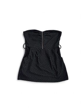 XXI black & white polka dot strapless babydoll top